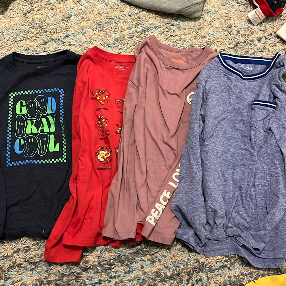 Cat and Jack Long Sleeve Shirts Set of 4, all size 8